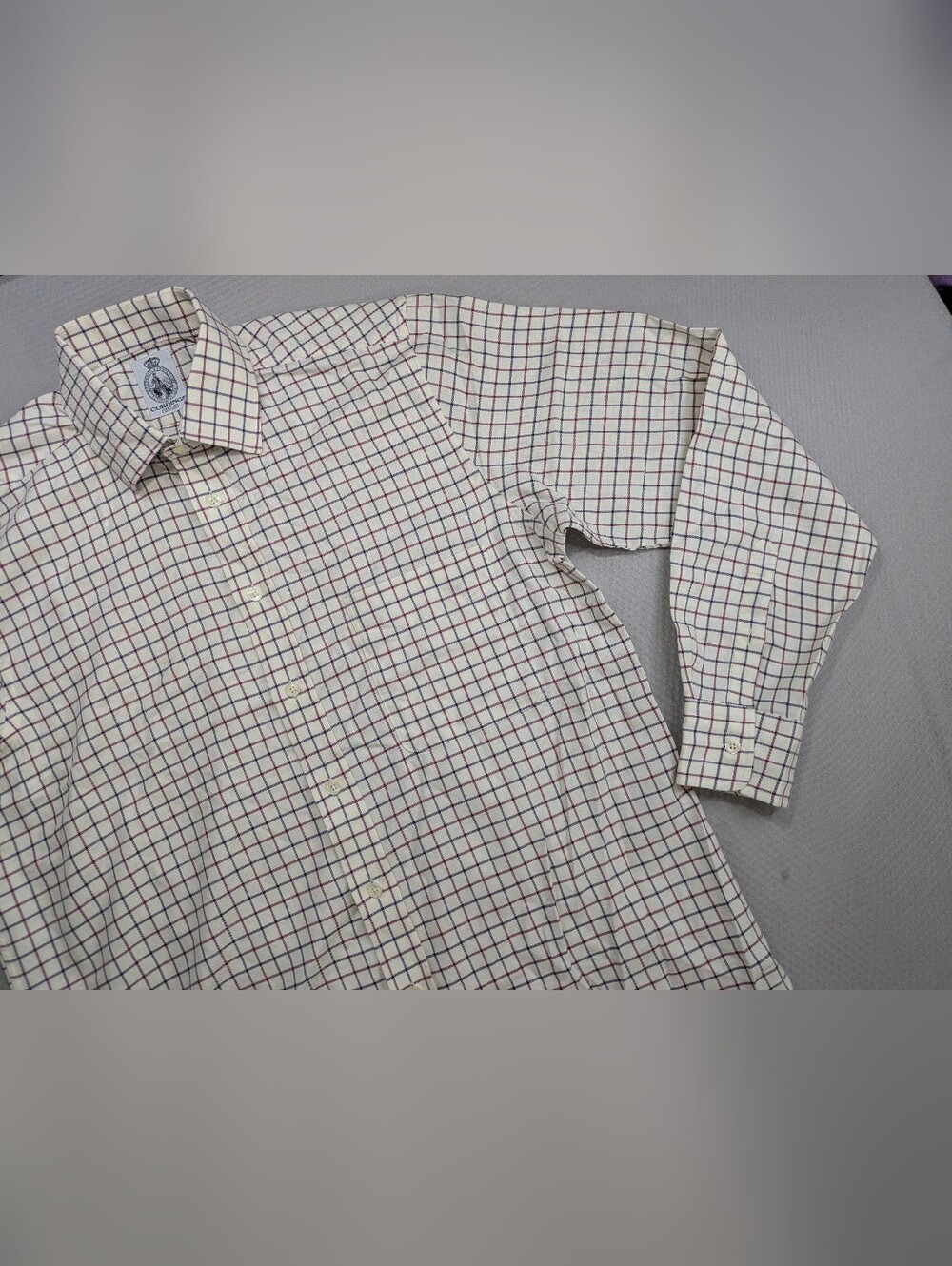 Cordings of Piccadilly Check Button Up Shirt Men 15.5-39 Cotton Wool Long Sleeve